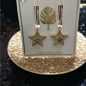 Gold Star Cubic Zirconia Earrings